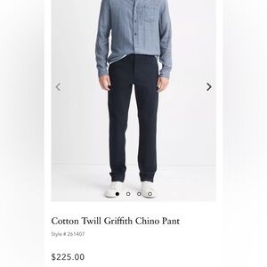 VINCE Griffith Slim Fit Chino Pant Navy Blue Sz 34